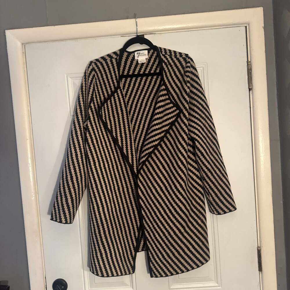 Andrea Jovine Chevron Jacquard Open Front Cardigan Jacket
